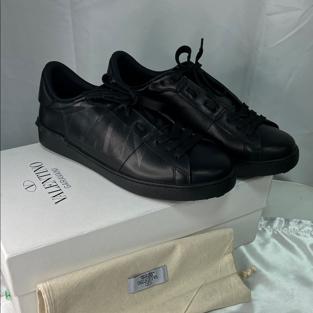 Valentino Garavani Men’s All-Black Leather Sneakers